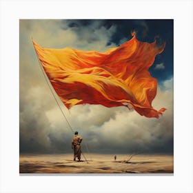 Flag In The Desert Plains Canvas Print