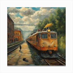 Train On The Tracks 3 Canvas Print