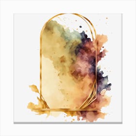 Golden Frame With Watercolor Splashes Canvas Print