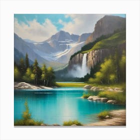 Waterfall In The Mountains 41 Canvas Print