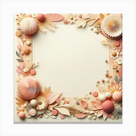 Paper Frame With Flowers 1 Canvas Print