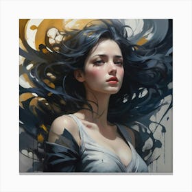 Woman With Long Black Hair 4 Canvas Print