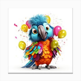 Colorful Parrot With Balloons Canvas Print