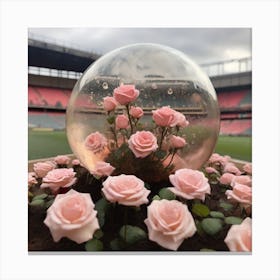 Roses In A Glass Ball Canvas Print
