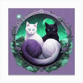 Two Cats In The Moonlight Canvas Print