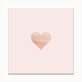 Rosegold Heart Blush Square Canvas Print