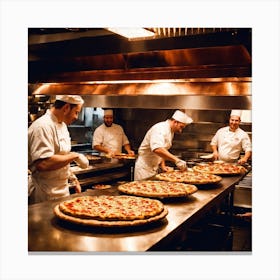 Pizza Chefs In The Kitchen Canvas Print