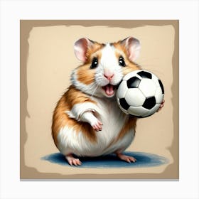 Hamster With Soccer Ball 1 Canvas Print