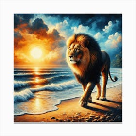 Beach lion Canvas Print