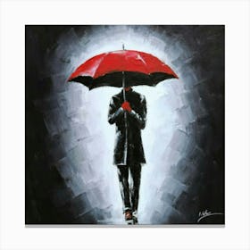 Man With Red Umbrella 2 Canvas Print