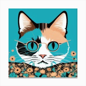 Cat With Glasses Canvas Print