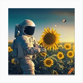 Craiyon 131856 Astronaut Exploring A Field Of Sunflowers On An Alien Planet Canvas Print