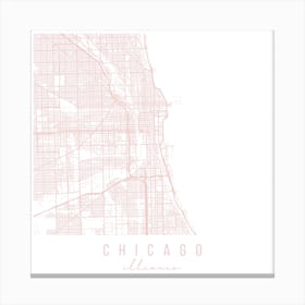 Chicago Illinois Light Pink Minimal Street Map Square Canvas Print