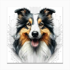 Collie - Abstract Line Art Illustration 292 Canvas Print