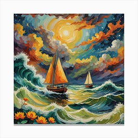 Sailboats In The Sea Canvas Print