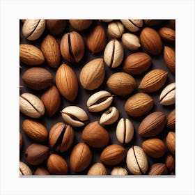 Almonds On A Black Background 16 Canvas Print