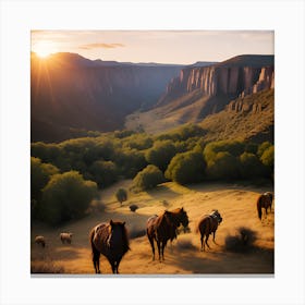 Horses In The Desert Canvas Print