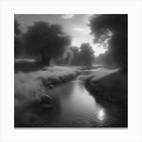 River In Black And White 7 Canvas Print