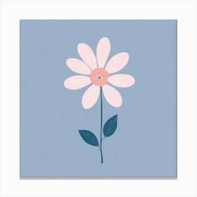 A White And Pink Flower In Minimalist Style Square Composition 21 Canvas Print