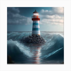 Lighthouse In The Ocean 1 Canvas Print