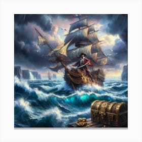 Pirate Ship In The Storm Canvas Print