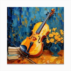 Violin And Books Canvas Print