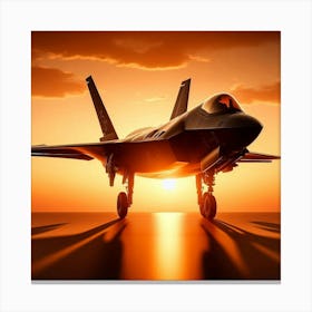 F-35Fighter Jet At Sunset Canvas Print