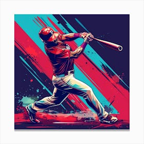 Baseball Player Swinging A Bat 3 Canvas Print