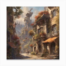 Street In The City Canvas Print