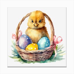 Easter Chick In Basket 1 Canvas Print