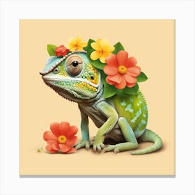 Floral Baby Chameleon Nursery Illustration (2) Canvas Print