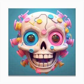 Skull With Colorful Hair 1 Canvas Print