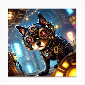 Anime "grumpy cat" surreal sci-fi Gothic steampunk limited edition 5/9 cyborg pet Canvas Print