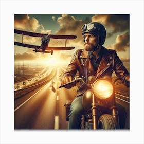 Man On A Motorcycle 1 Canvas Print