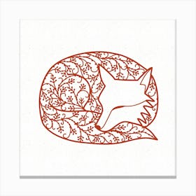 Fox Sleeping Papercut Canvas Print