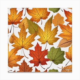 Autumn Leaves Seamless Pattern 12 Canvas Print