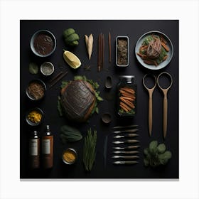 Barbecue Props Knolling Layout (13) Canvas Print