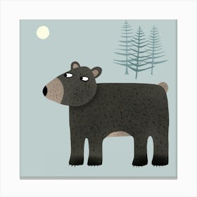 Bear Trees Moon Canvas Print