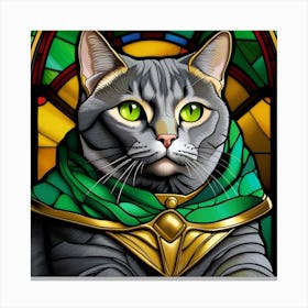 Cat, Pop Art 3D stained glass cat superhero limited edition 26/60 Canvas Print