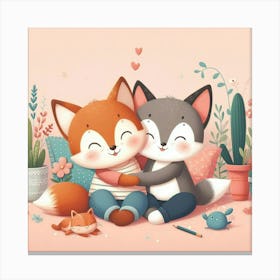 Cute Foxes Canvas Print