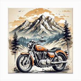 Motorcycle In The Mountains Canvas Print