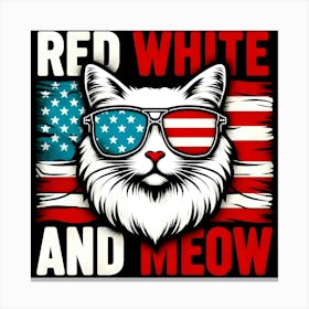 Red White And Meow Canvas Print