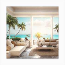 Living Room With Palm Trees Canvas Print