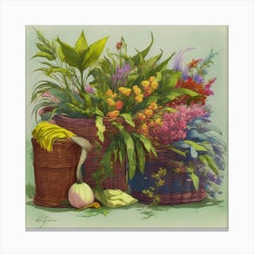 Baskets Of Flowers Canvas Print