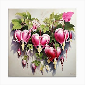 Flower Motif Painting Bleeding Heart Dicentra Art Print 1 Canvas Print