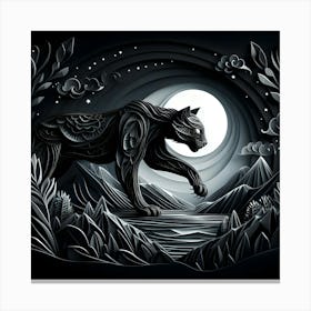 Black Tiger In The Moonlight Canvas Print