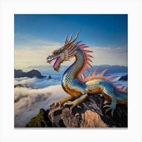 Firefly Majestic Iridescent Dragon On Mountain Peak 36801 (2) Canvas Print