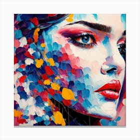 Portrait Of A Beautiful Women Face In Brush Stroke Paint Style Canvas Print