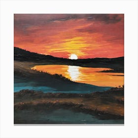 Sunset Over Lake Canvas Print