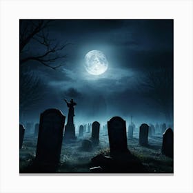 Graveyard At Night 29 Canvas Print